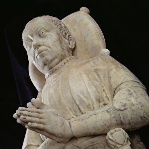Effigy of Bertrand Du Guesclin (1320-80) 1389-97 (marble) (b / w photo)