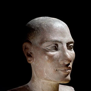 Egyptian antiquite: Salt head. Limestone sculpture, Old Empire (around 2700-2200 BC)