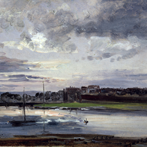 The Elbe and the New Town, Dresden, in the Evening Light, 1837 (oil on paper)