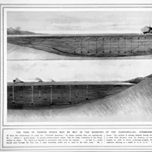 Electro-contact submarine mines, from The Illustrated War News, 31st March 1915 (litho)