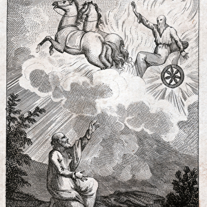 Elijah is taken to heaven. (engraving, circa 1800)