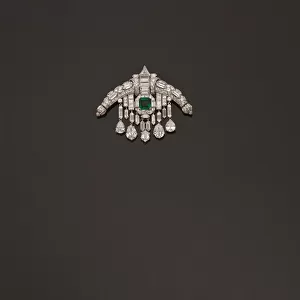 Emerald and Diamond Art Deco Sarpech, c. 1920 (emerald, diamonds, platinum & white gold)