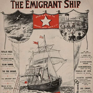 The Emigrant Ship, Victorian sheet music cover (colour litho)