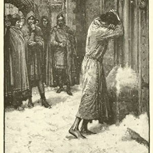 The Emperor Henry IV doing penance at Pope Hildebrands Gate (engraving)