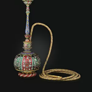 An enamelled & gem set huqqa set, c. 1680-1720 (enamel set with diamonds, rubies & emeralds)