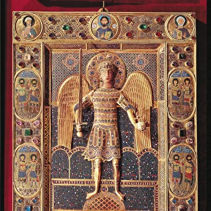 Enamelled plaque depicting the Archangel Michael (enamel & precious stones)