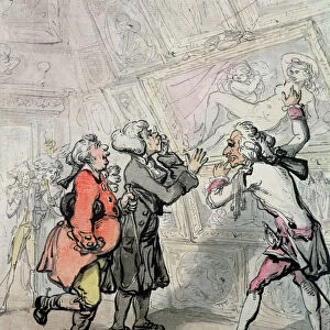 Englishmen Viewing Pictures on the Grand Tour, 1790 (ink & w / c on paper)