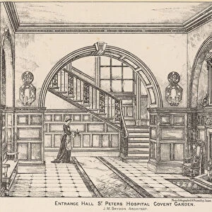 Entrance hall to St Peters Hospital, Covent Garden (engraving)