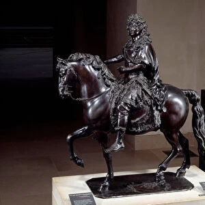 Equestrian statue of King Louis XIV (1638-1715) in bronze melted with lost wax