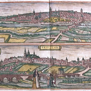 Eschwege and Fritzlar, Germany (engraving, 1572-1617)