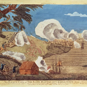 An exact view of the late Battle at Charlestown on 17th June 1775 (coloured engraving)