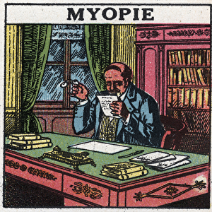 The eye: person suffering from myopia. Anonymous illustration from 1925