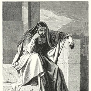 Ezekiel showing Resignation to the Dispensation of God, Ezekiel XXIV, 15-18 (engraving)