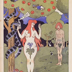 The Fall of Man according to Doderlein (colour litho)