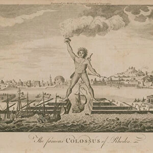 The famous Colossus of Rhodes (engraving)