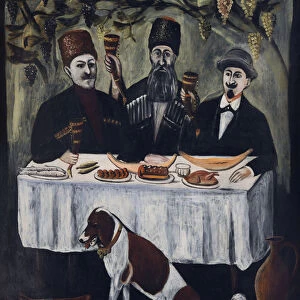 Feast in a vine pergola par Pirosmani, Niko (1862-1918)