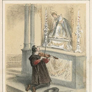 The Fiddler of Gmund (coloured engraving)