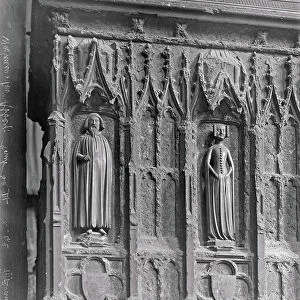 Figures on a tomb at Westminster Abbey, London (b/w photo) (detail of 294184)