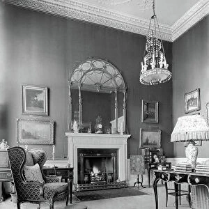 The first floor ante-room at Chandos House, 2 Queen Anne Street, London, from The Country Houses of Robert Adam, by Eileen Harris, published 2007 (b/w photo)