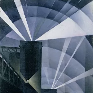The First Searchlights at Charing Cross, 1914 (oil on canvas)