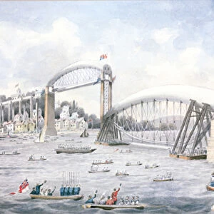 The floating of the last span of the Royal Albert Bridge, Saltash (w / c on paper)