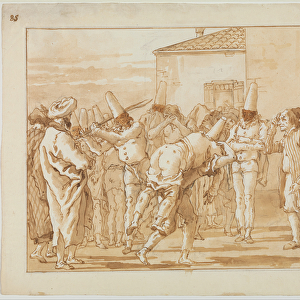The Flogging of Punchinello, c. 1800 (pen & ink on paper)