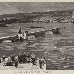 Floods at Avignon, France (engraving)