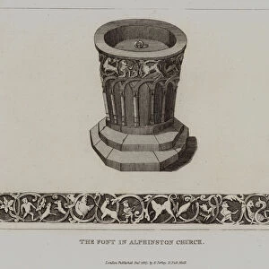 The Font in Alphinston Church (engraving)