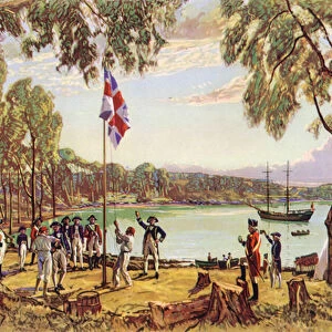 The founding of Australia (colour litho)