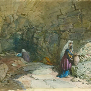 The Fountain of the Virgin, Jerusalem, 1869 (w / c & pencil on paper)