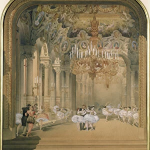 The Foyer of the Opera during the Interval (gouache on paper)