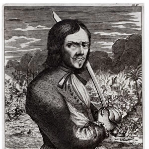 Francois Lolonois, General of the French Bandits in Tortuga (engraving) (b / w photo)