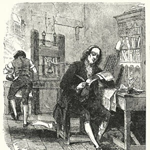 Franklins Printing Press (engraving)