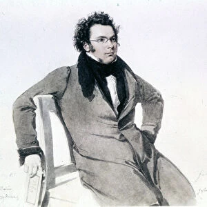 Franz Schubert (1797 - 1828), watercolour by August Reider, 1825