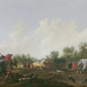 Frederick V, the Winter King and his wife Elizabeth Stuart leaving for a hunt on horseback