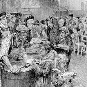 Free Meals for Londons Poorest Citizens: The Scene at a Daily Graphic Soup Kitchen, 1910 (pencil on paper) (b / w photo)