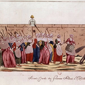 French Revolution of 1789: avant-garde des femmes going to Versailles on 5 October 1789