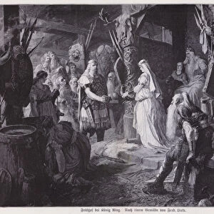 Frithjof in the hall of King Ring (engraving)