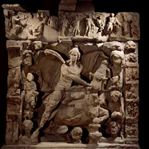 Gallo Roman Art: relief depicting Mithra the god of light with the bull