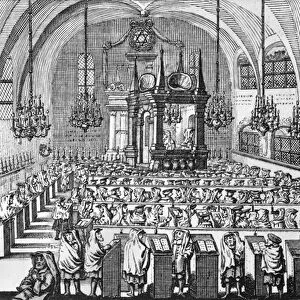 The Gathering in the Synagogue, 1705 (engraving)