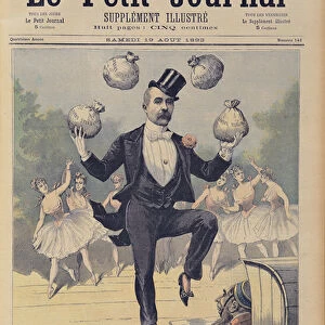 Georges Clemenceau (1841-1929) juggling bags of English money, from Le Petit Journal