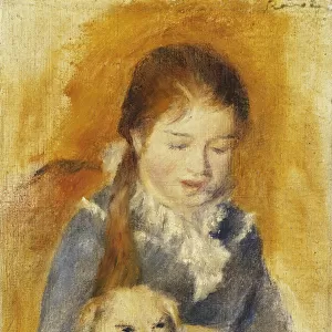 Girl with Dog; Fillette au Chien, c. 1875 (oil on canvas)