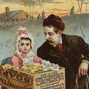 Girl Sitting In Soap Box Sledge (chromolitho)