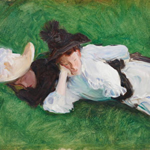 Two Girls on a Lawn, 1889 (oil on canvas)