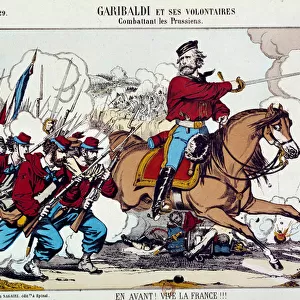 Giuseppe Garibaldi (1807-1882) fighting with his volunteers against the Prussians