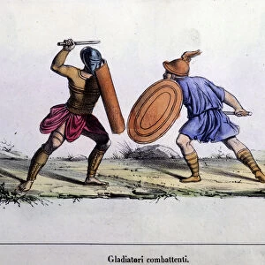 Gladiator fight. 19th century engraving
