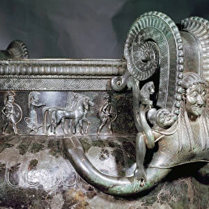 Detail of the gorgon handle from a krater, from the Tomb of a Princess of Vix (bronze)