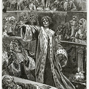 Gwynplaine at the Chamber of Lords - illustration from L Homme qui rit