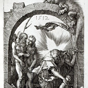 Harrowing of Hell or Christs descent into Limbo, 1512 (engraving) (b / w photo)