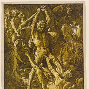 Hercules and Cacus, 1588 (chiaroscuro woodcut on laid paper)